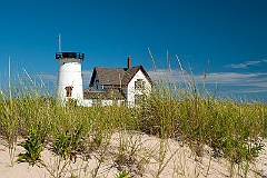 Beach Grass Around Stage Harbor Lighthouse On Cape Cod